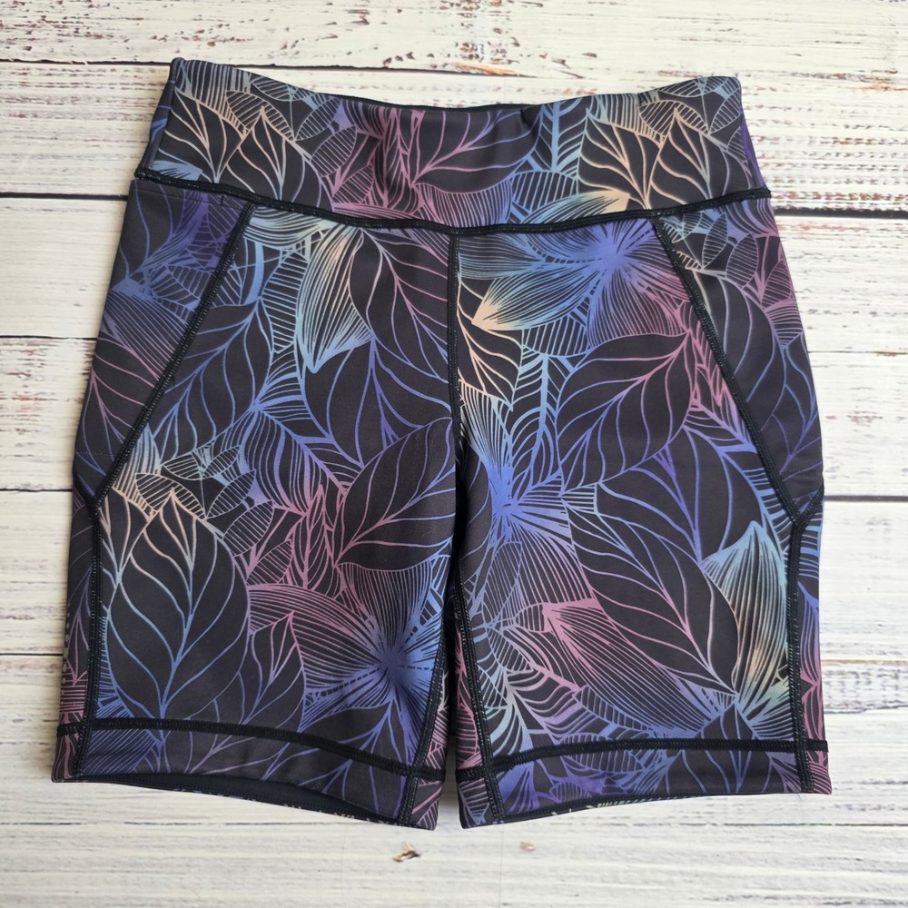Title Nine Mad Dash Reversible Bike Shorts Jungle Mirage Womens Small High Rise